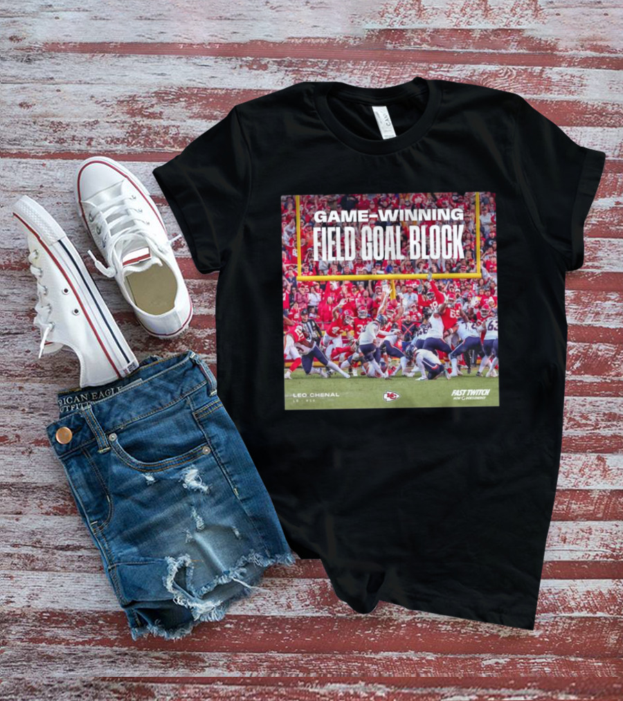 Game-Winning Field Goal Block Kansas City Chiefs Leo Chenal Fast Twitch NFL Partnership T-Shirt