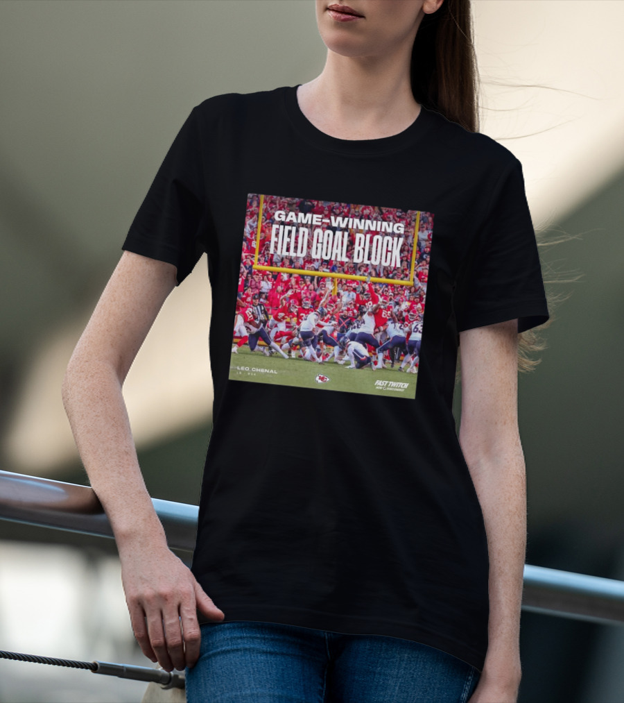 Game-Winning Field Goal Block Kansas City Chiefs Leo Chenal Fast Twitch NFL Partnership T-Shirt
