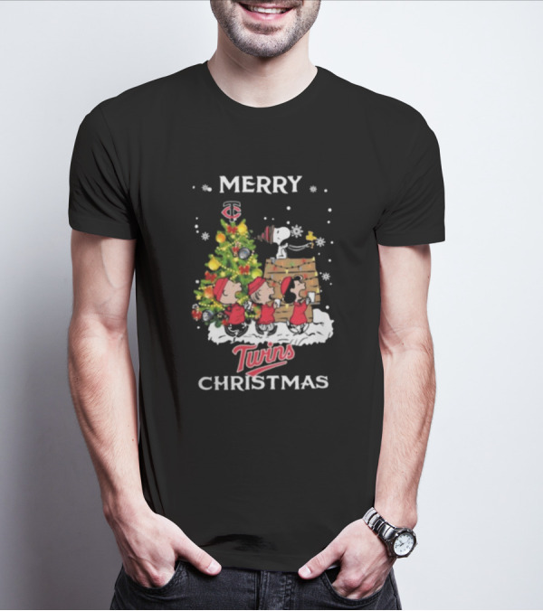 Merry Christmas Minnesota Twins Snoopy And Friends T-Shirt