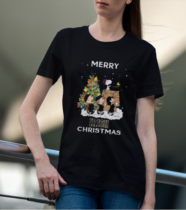 Merry Irish Christmas Notre Dame Fighting Irish X Snoopy And Friends T-Shirt
