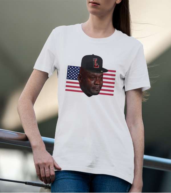 Michael Jordan Crying Meme USA Flag LL Cap T-Shirt