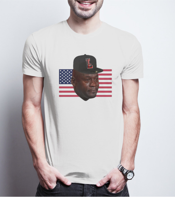 Michael Jordan Crying Meme USA Flag LL Cap T-Shirt