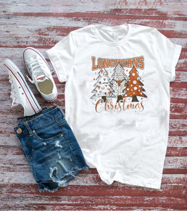 Longhorns Christmas Trees Merry Christmas And Happy New Year 2025 T-Shirt