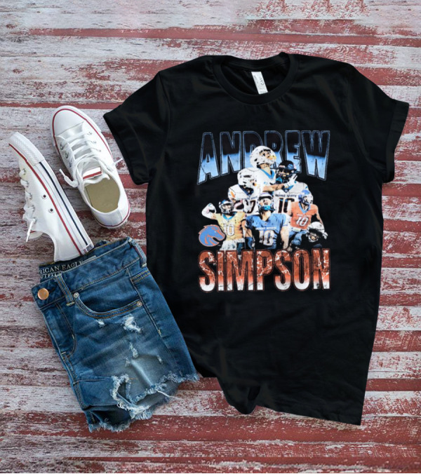 Andrew Simpson Boise State Broncos Football Throwback 90s Players T-Shirt