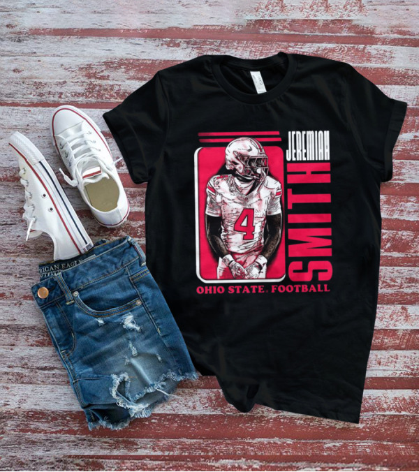 Jeremiah Smith Ohio State Football Number 4 Red Frame T-Shirt