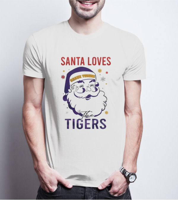Santa Loves The LSU Tigers Christmas T-Shirt