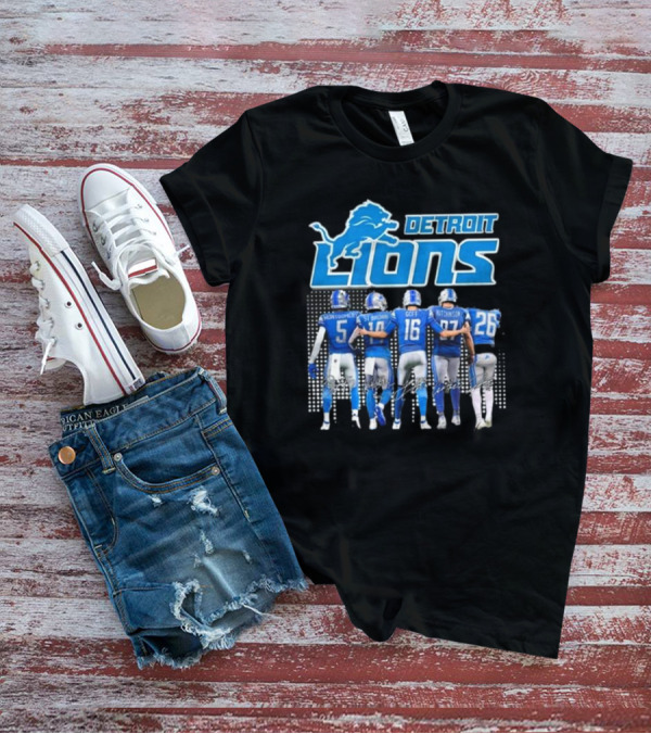Detroit Lions Montgomery St. Brown Goff Hutchinson Gibbs Signatures T-Shirt