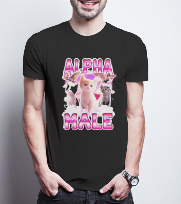 Notsafeforwear Alpha Male Cute Kittens And Birds T-Shirt