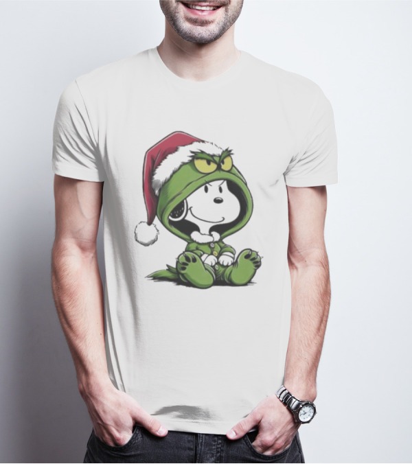 Snoopy In Grinch Costume Christmas Holiday T-Shirt