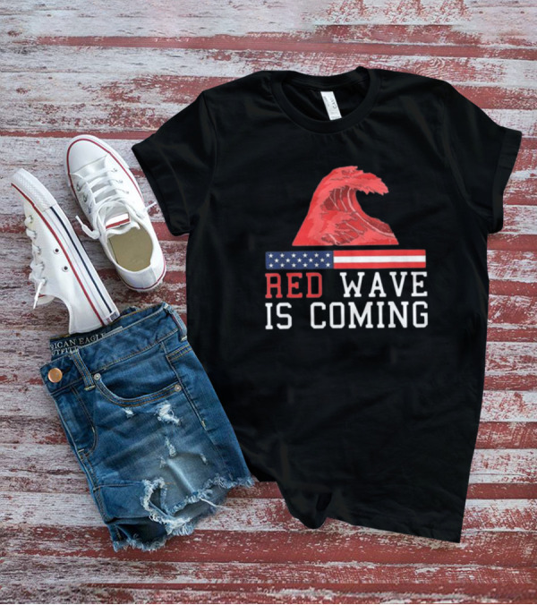 Red Wave Is Coming American Flag Wave T-Shirt