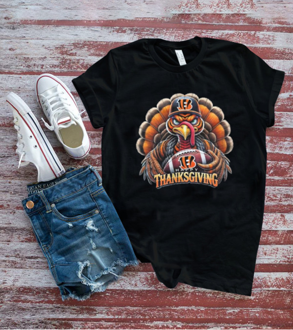 Happy Thanksgiving Cincinnati Bengals Turkey Football T-Shirt