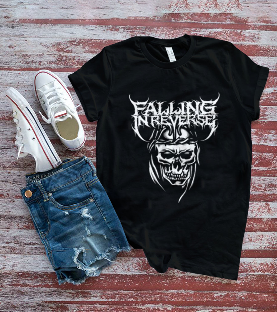 Falling In Reverse Skull Graphic Black T-Shirt