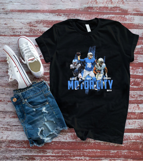 Gibbs Goff Brown Motor City Detroit Lions NFL Football Trio T-Shirt