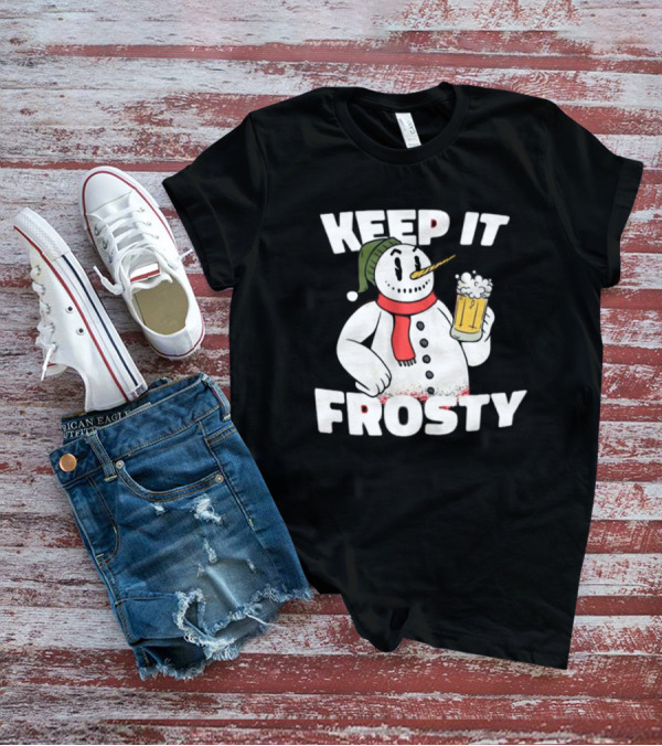 Keep It Frosty Funny Christmas Beer Snowman With Pint T-Shirt