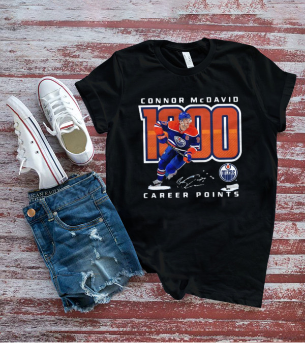 Connor McDavid 1000 Career Points Edmonton Oilers T-Shirt