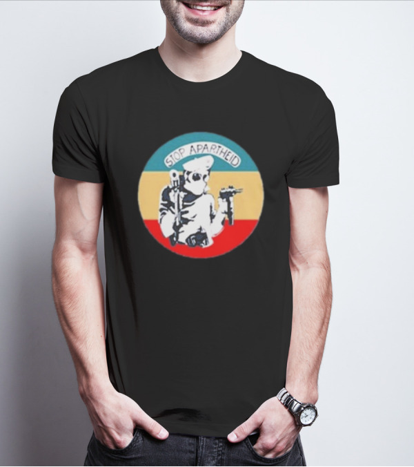Stop Apartheid Jordan Peele Circle Soldier Weapon Multicolor T-Shirt