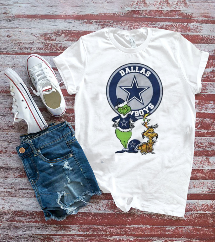 Dallas Cowboys Grinch And Max Merry Christmas T-Shirt