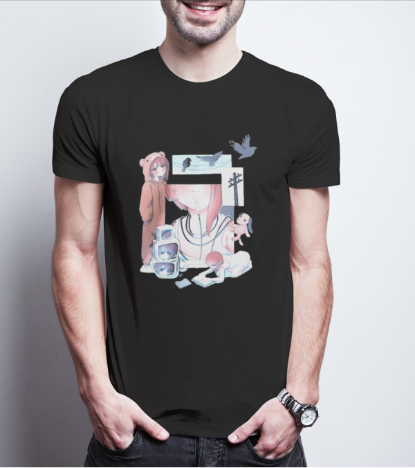 Serial Experiments Lain Surreal Imagery With Teddy Suit And Vintage Electronics T-Shirt