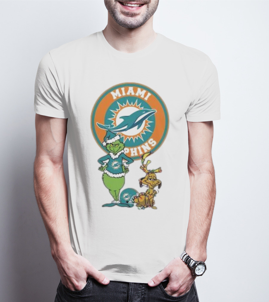 Grinch Max Miami Dolphins Merry Christmas T-Shirt