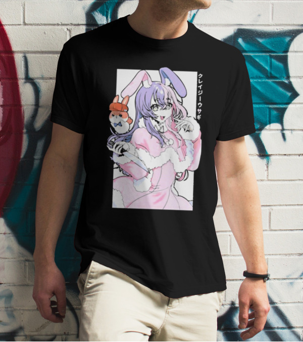 Gamersupps Punkalopi Crazy Usagi Japanese Text Anime Bunny Girl Holding Knife T-Shirt