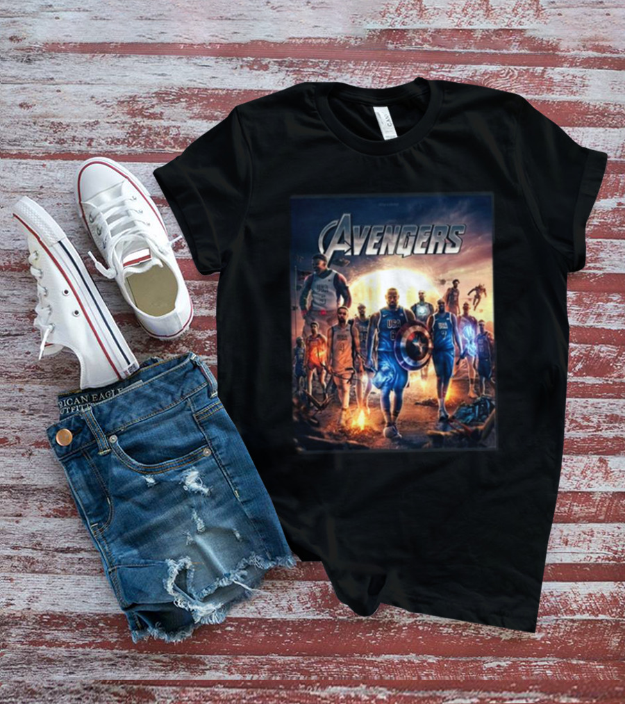 Bronny USA Basketball Avengers Crossover Superhero Team T-Shirt