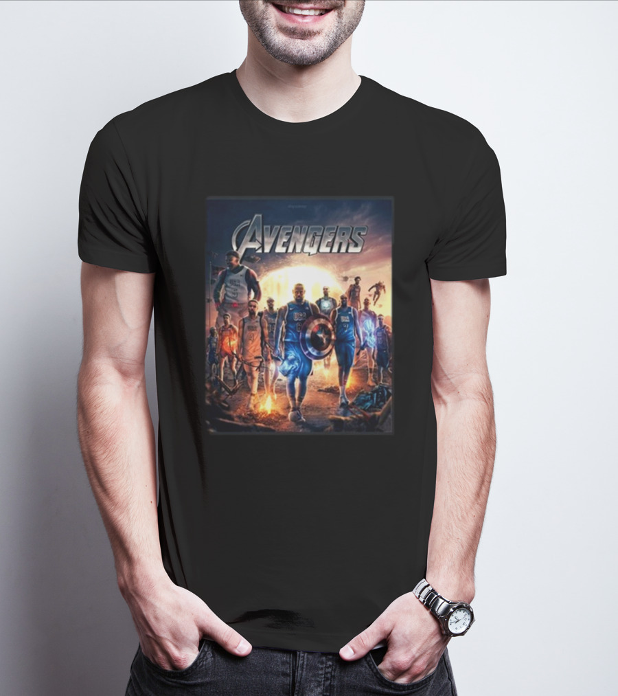 Bronny USA Basketball Avengers Crossover Superhero Team T-Shirt