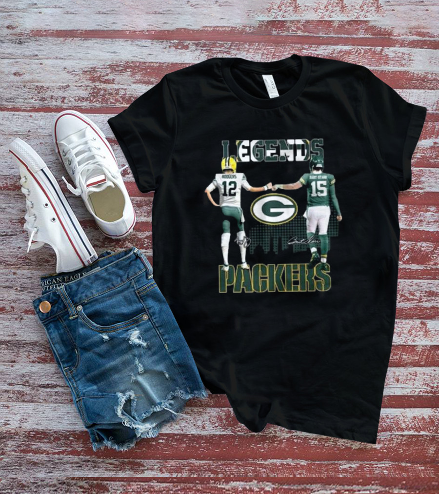 Legends Packers Aaron Rodgers Bart Starr Signatures T-Shirt