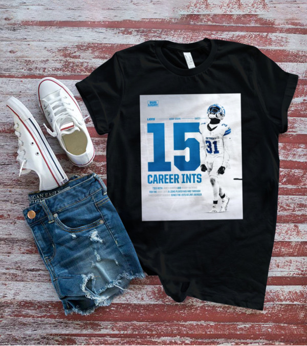 Detroit Lions Kerby Joseph 15 Career INTs Tied With James Hunter And Bobby Watkins Most INTs Since 1970 AFL-NFL Merger T-Shirt