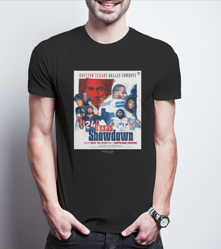 Houston Texans Dallas Cowboys Texas Showdown Mon Nov 18 815PM ET ESPN ABC ESPN2 T-Shirt