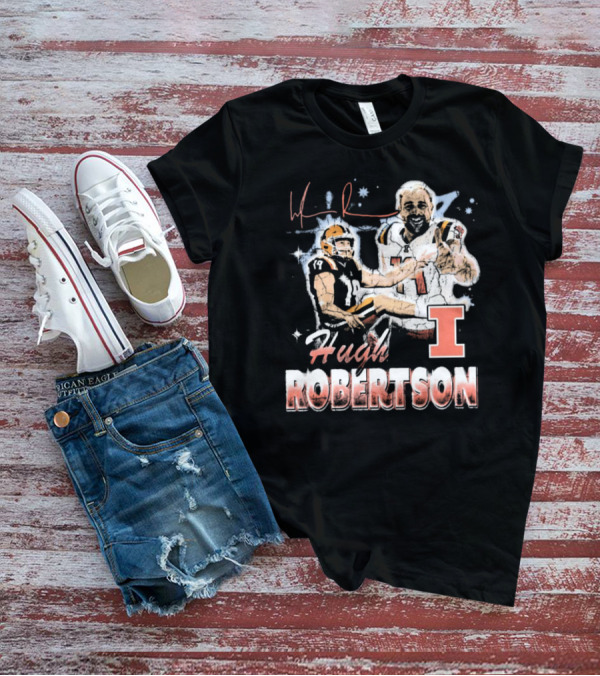 Hugh Robertson Illinois Fighting Illini 90s Retro Signature Football T-Shirt