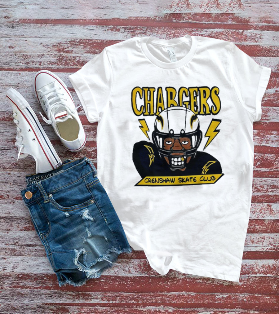 Los Angeles Chargers Crenshaw Skate Club Cartoon Collaboration T-Shirt