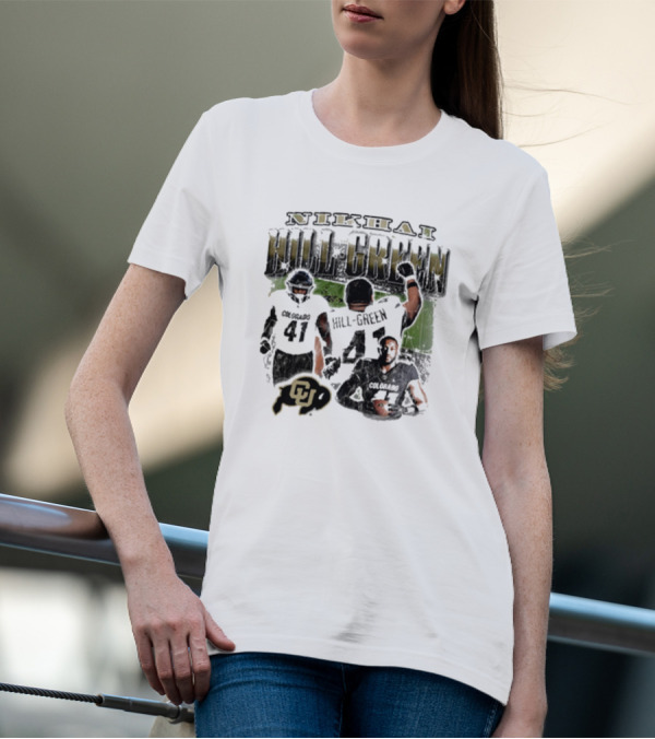 Nikhai Hill Green Colorado Buffaloes 41 Football Reflection 90s T-Shirt