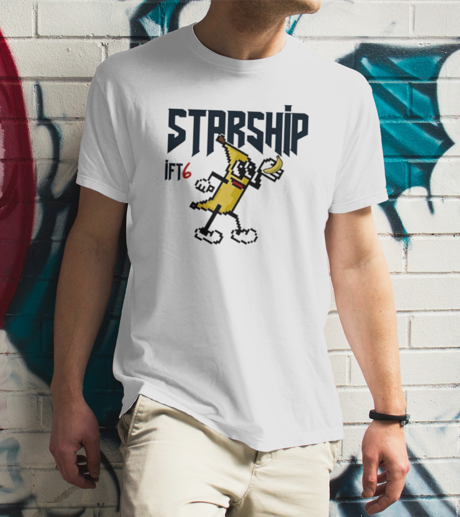 Starship IFT6 Banana Pixel Art Character T-Shirt