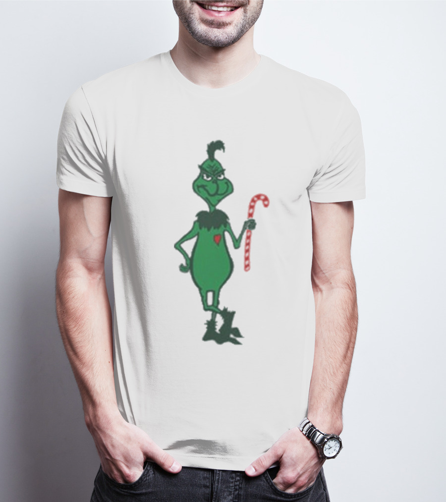 Grinch Holding Candy Cane Trey Anastasio Christmas T-Shirt