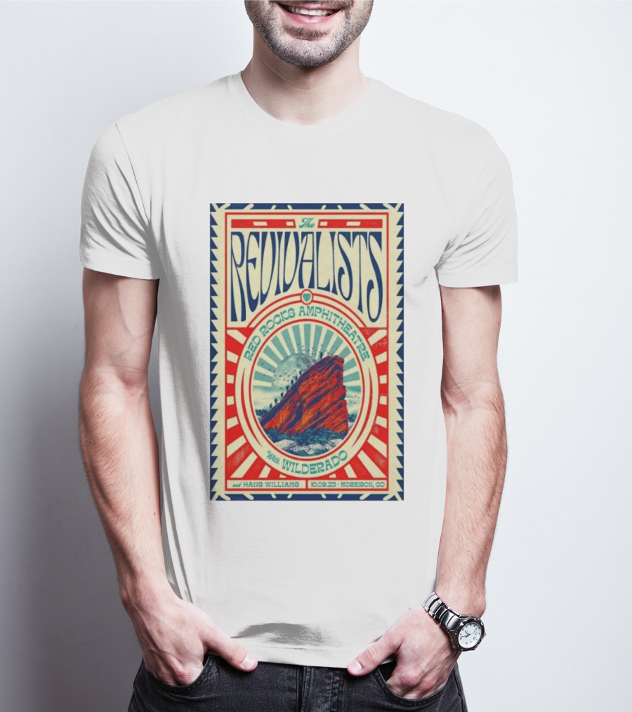 The Revivalists Red Rocks Amphitheatre Featuring Wilderado Oct 9 2025 Morrison CO T-Shirt