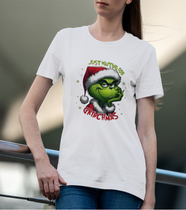 Just Waiting For Grinchmas Merry Christmas T-Shirt