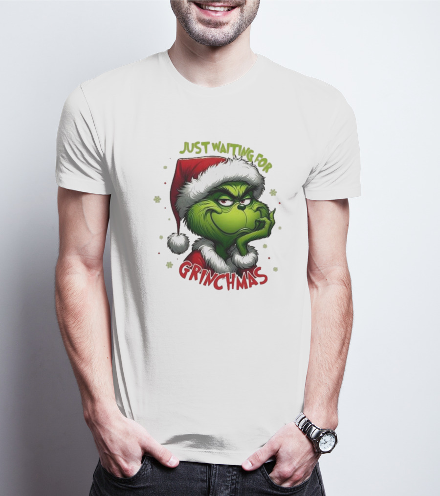Just Waiting For Grinchmas Merry Christmas T-Shirt