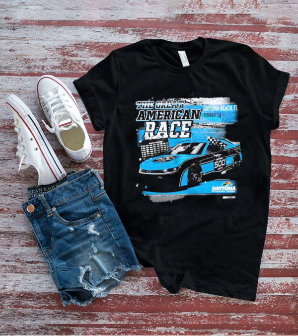 The Great American Race Daytona Beach February 16 2025 Daytona 500 Checkered Flag Sports Car T-Shirt