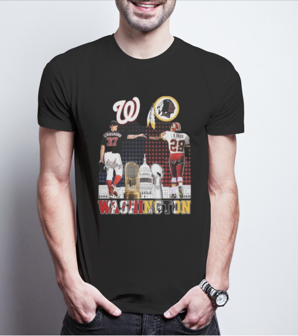 Washington Strasburg D. Green Capitol W Emblems Redskins Thank You For The Memories Signatures T-Shirt