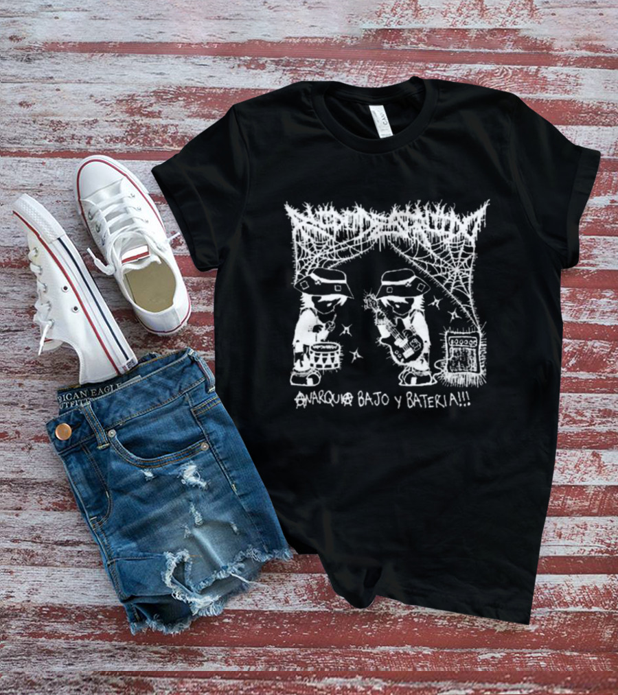 Piled Flesh Ruido Destruido Anarquía Bajo Y Bateria Anarquo Punk Band T-Shirt