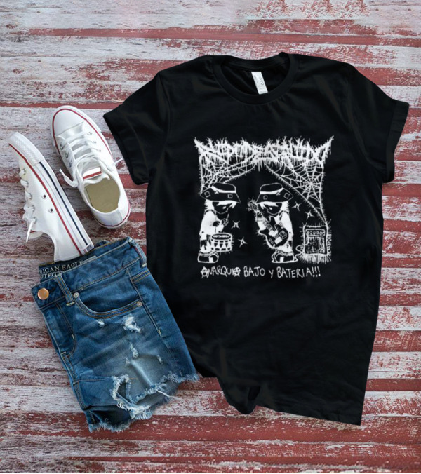 Piled Flesh Ruido Destruido Anarquía Bajo Y Bateria Anarquo Punk Band T-Shirt