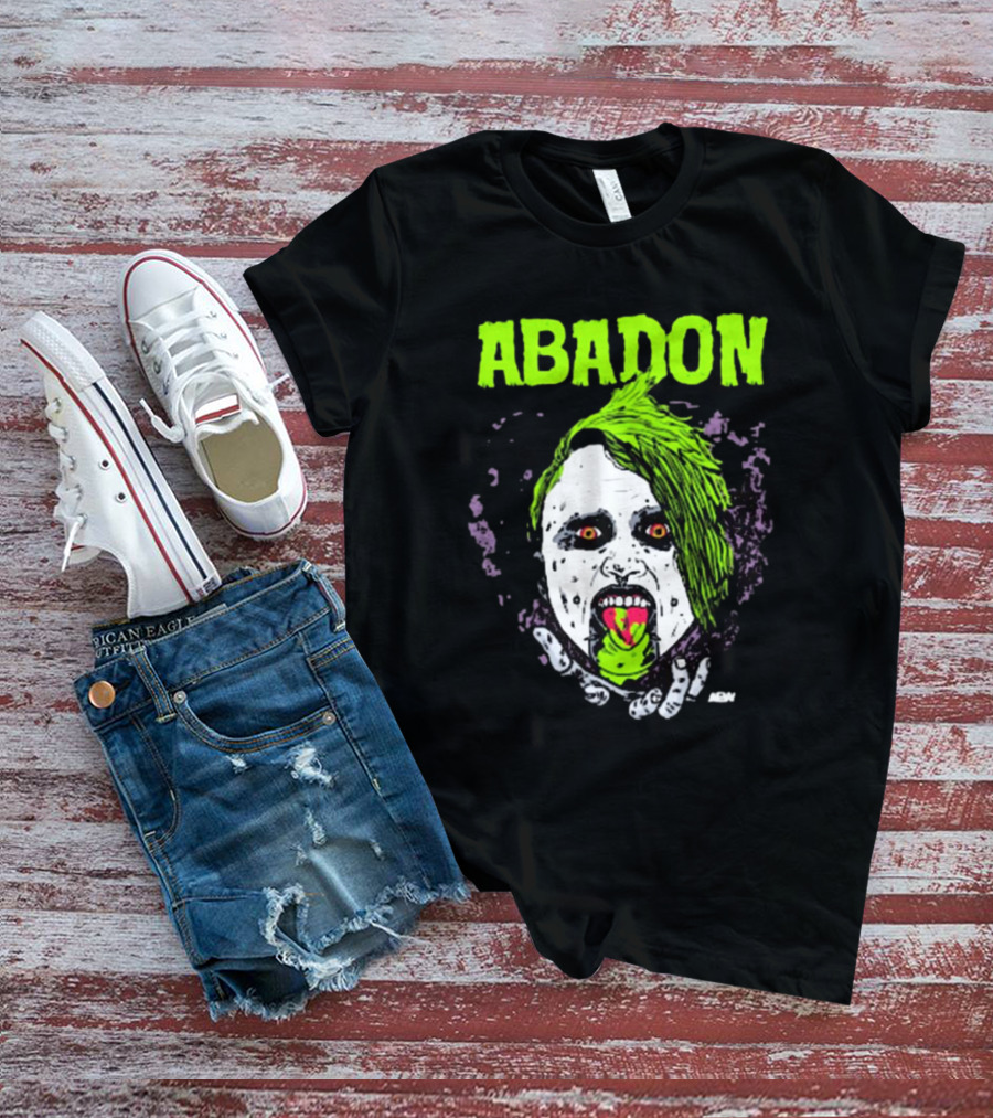Abadon AEW Neon Green Zombie Face I Can Never Die T-Shirt