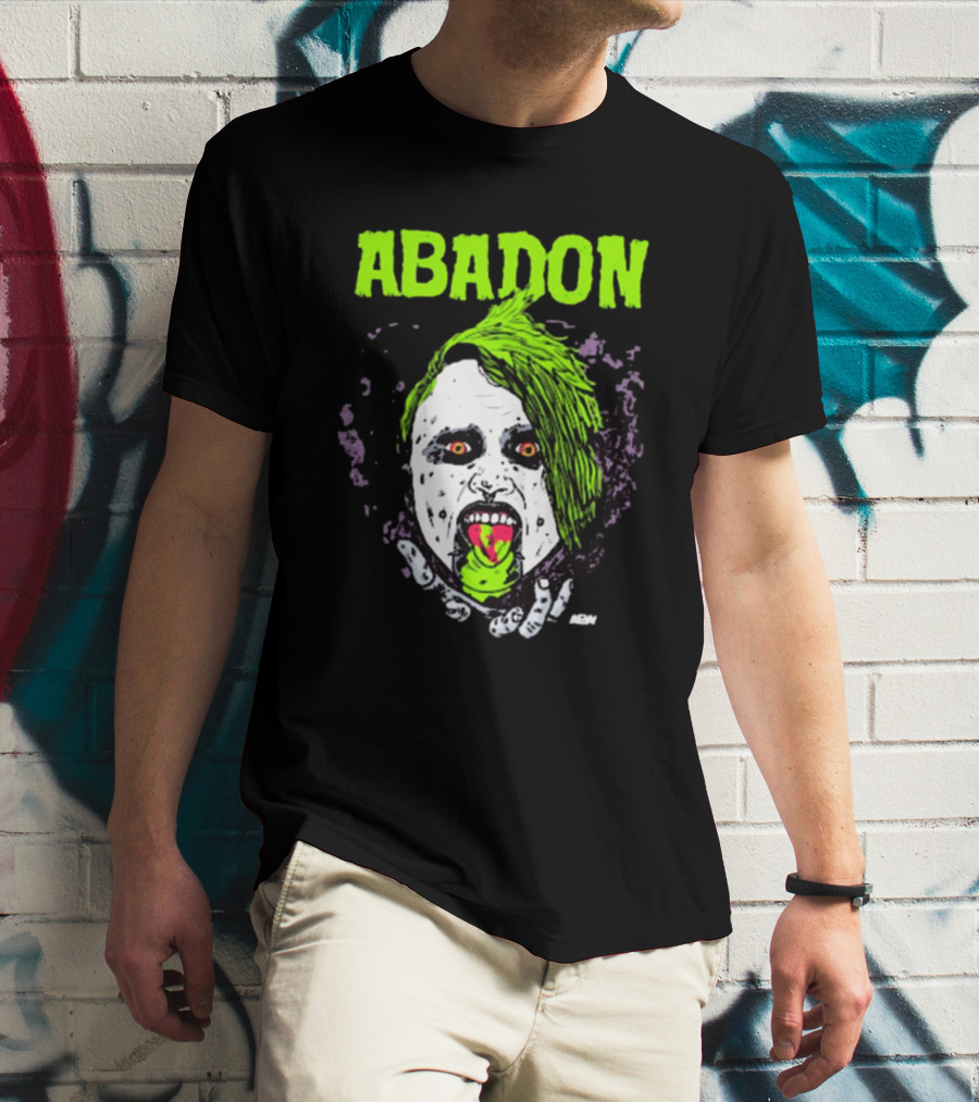 Abadon AEW Neon Green Zombie Face I Can Never Die T-Shirt