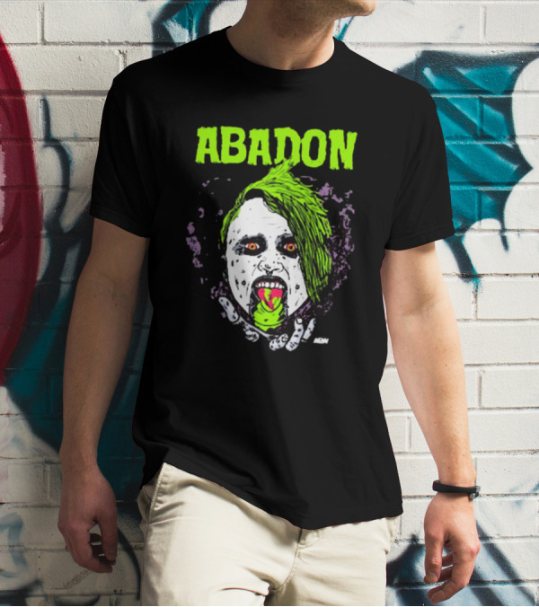 Abadon AEW Neon Green Zombie Face I Can Never Die T-Shirt