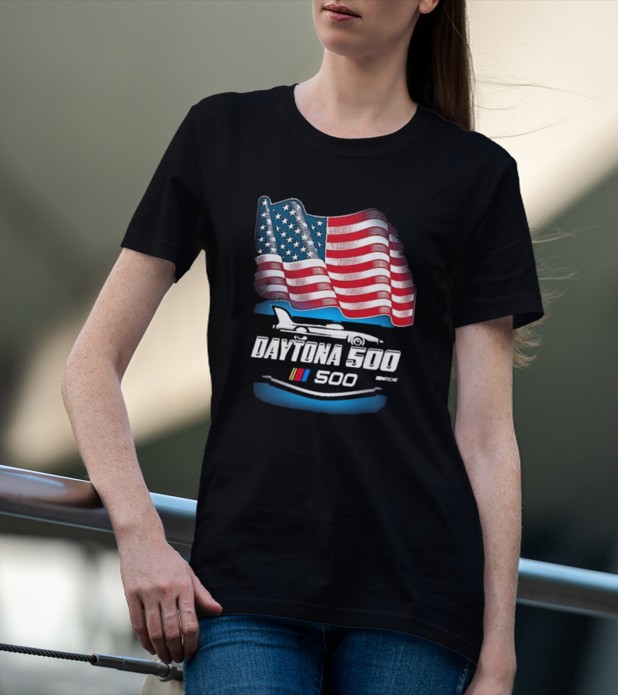 Daytona 500 American Flag Racing Daytona International Speedway 2025 Checkered Flag Sports T-Shirt
