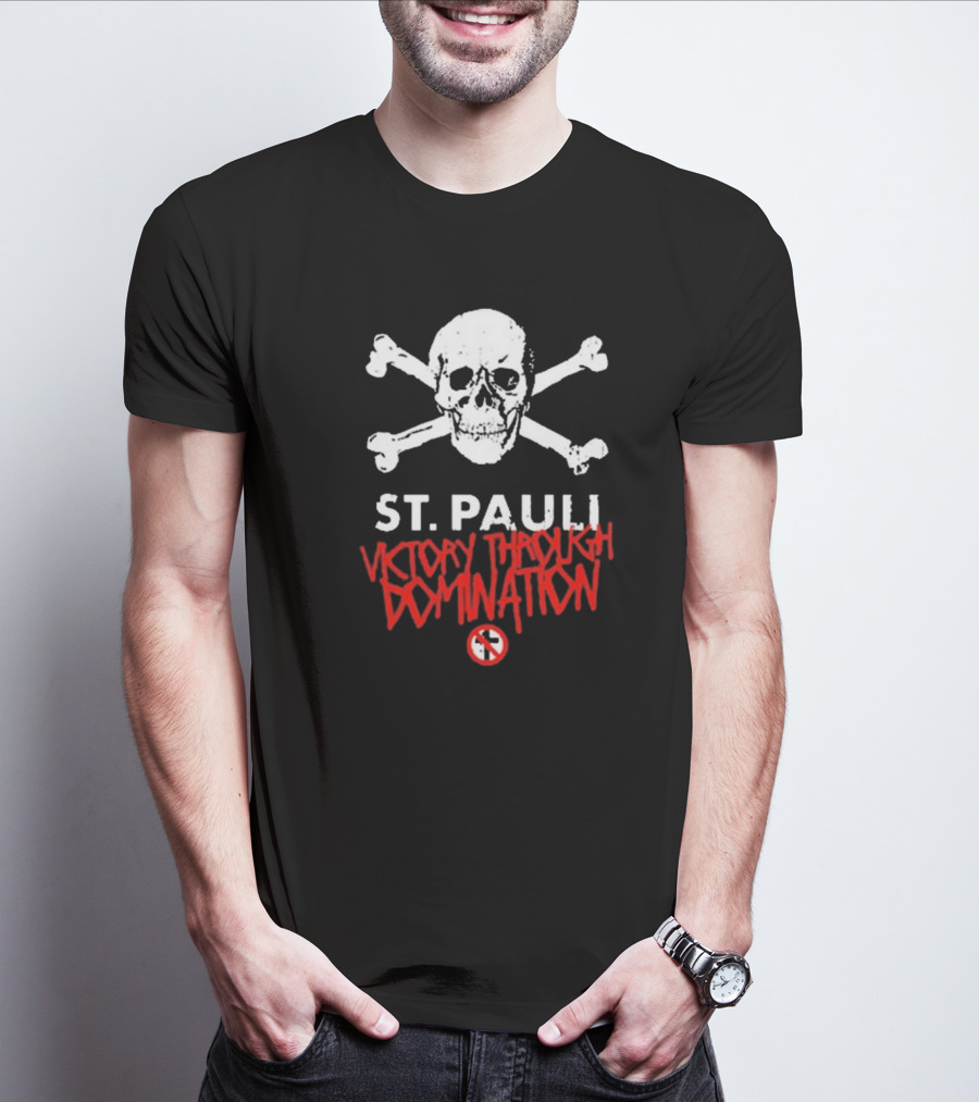St. Pauli Victory Through Domination Skull And Crossbones Bad Religion T-Shirt
