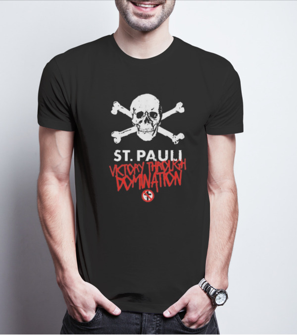 St. Pauli Victory Through Domination Skull And Crossbones Bad Religion T-Shirt