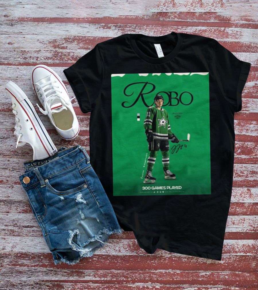 Dallas Stars Robo Jason Robertson 300 Games Played NHL T-Shirt