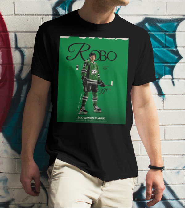 Dallas Stars Robo Jason Robertson 300 Games Played NHL T-Shirt