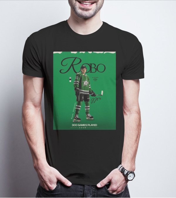 Dallas Stars Robo Jason Robertson 300 Games Played NHL T-Shirt